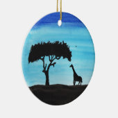 Acacia en Giraffe Keramisch Ornament (Rechts)