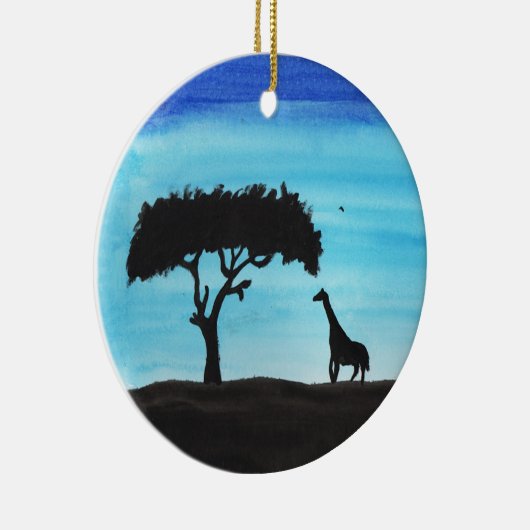 Acacia en Giraffe Keramisch Ornament (Rechts)