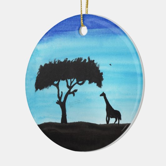 Acacia en Giraffe Keramisch Ornament (Links)