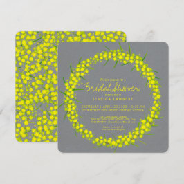 Acacia geel grijs kunst bloemen vrijgezellenfeest kaart