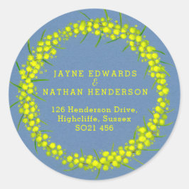 Acacia geel wattle trouwadres stickers