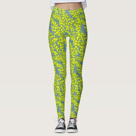 Acacia gele bloemenstaart leggings (Voorkant)