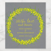 Acacia grijs geel bloem waterverf wijnlabels wijn etiket (Enkel label)