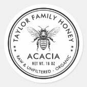 Acacia honing label met honingbij (Voorkant)