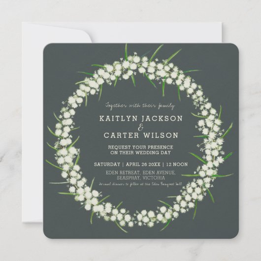 Acacia lichte bloem met kunstbruiloft kaart (Voorkant)