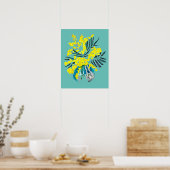 Acacia mimosa moderne gele bloemkunst poster (Keuken)