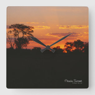 Acacia Sunset Vierkante Klok