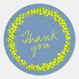 Acacia yellow wattle bruiloft bedankt ronde sticker