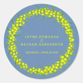Acacia yellow wattle trouwbostickers ronde sticker