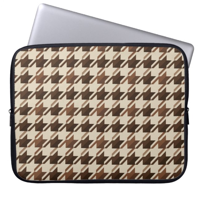  Academia Brown Houndstooth Laptop Sleeve (Voorkant)