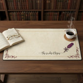 Academia Burgundy Quill Author Writer Desk Mat