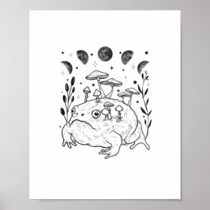 Academia Maan Hekserig Goblincore Esthetiek Kikker Poster