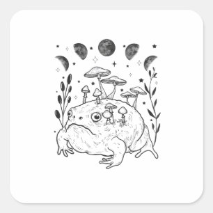Academia Maan Hekserig Goblincore Esthetiek Kikker Vierkante Sticker