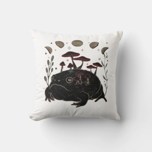 Academia Moon Witchy Goblincore Aesthetic Frog Cla Kussen (Voorkant)
