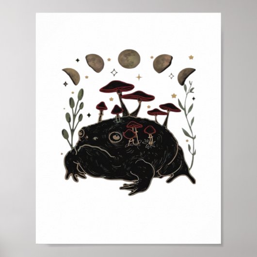 Academia Moon Witchy Goblincore Aesthetic Frog Cla Poster (Voorkant)