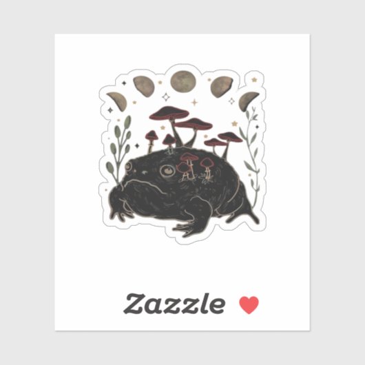 Academia Moon Witchy Goblincore Aesthetic Frog Cla Sticker (Vel)