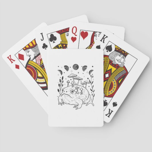 Academia Moon Witchy Goblincore Aesthetic Frog Pokerkaarten (Achterkant)