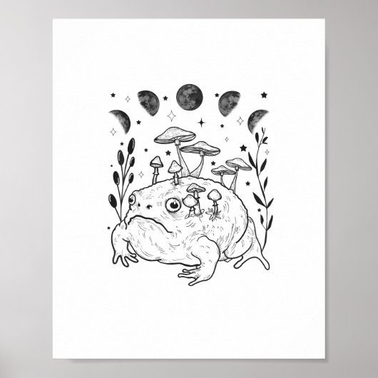 Academia Moon Witchy Goblincore Aesthetic Frog Poster (Voorkant)