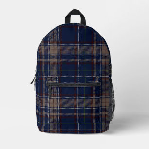 Academia Navy Blue Plaid Bedrukte Rugzak