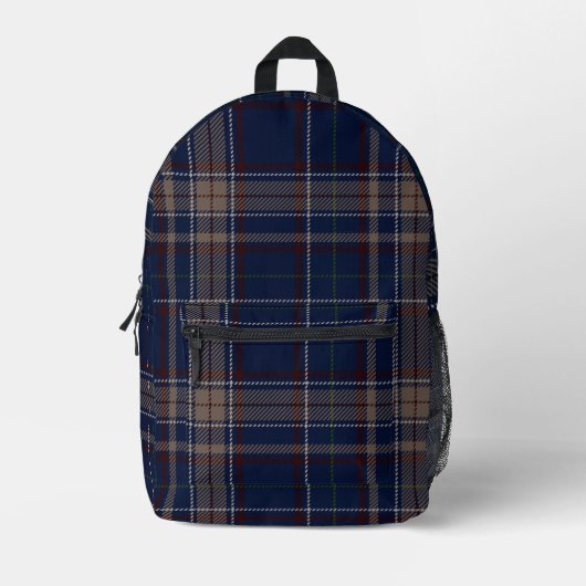 Academia Navy Blue Plaid Bedrukte Rugzak (Voorkant)