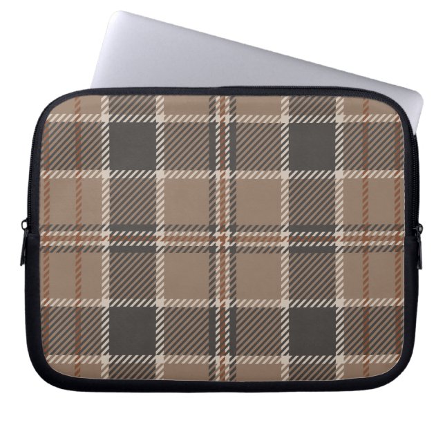 Academia Taupe Tartan Laptop Sleeve (Voorkant)
