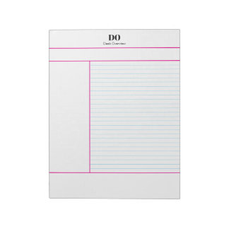 Academic School Monogram Name Lecture Notepad Notitieblok