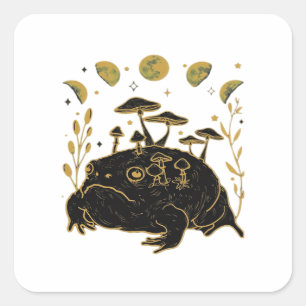 Academie Maan Hekserig Goblincore Esthetiek Kikker Vierkante Sticker