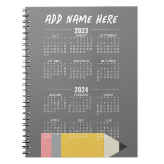 Academische kalender 2023-2024 - juli tot juni notitieboek