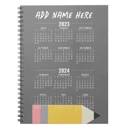 Academische kalender 2023-2024 - juli tot juni notitieboek (Voorkant)