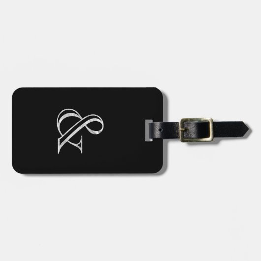 Academy Engraved Ampersand White Bagagelabel (Voorkant horizontaal)