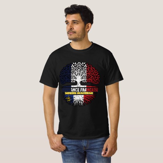 Acadia Acadian French France Tree Roots Flag T-shirt (Voorkant volledig)