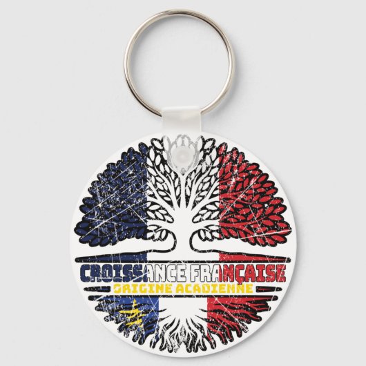 Acadia Acadian French Tree Roots Flag Sleutelhanger (Voorkant)