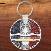 Acadia Acadian French Tree Roots Flag Sleutelhanger (Achterkant)
