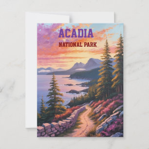 Acadia Autumn Cliffs  Coastal Maine Travel Briefkaart
