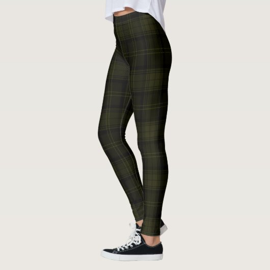 Acadia, Green, Bronze Olive, Black Twill Tartan Leggings (Links)