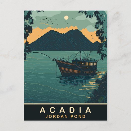 Acadia, Jordan Pond, Reizen Briefkaart (Voorkant)