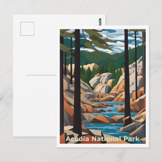 Acadia Maine Abstract grafisch ontwerp Briefkaart (Voorkant / Achterkant)