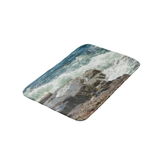 Acadia Maine Coastline Ocean Waves Blue Badmat (Gekanteld)