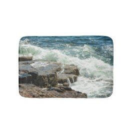 Acadia Maine Coastline Ocean Waves Blue Badmat