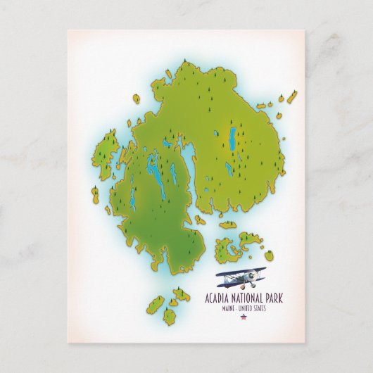 Acadia, Maine National Park kaart Travel map. (Voorkant)