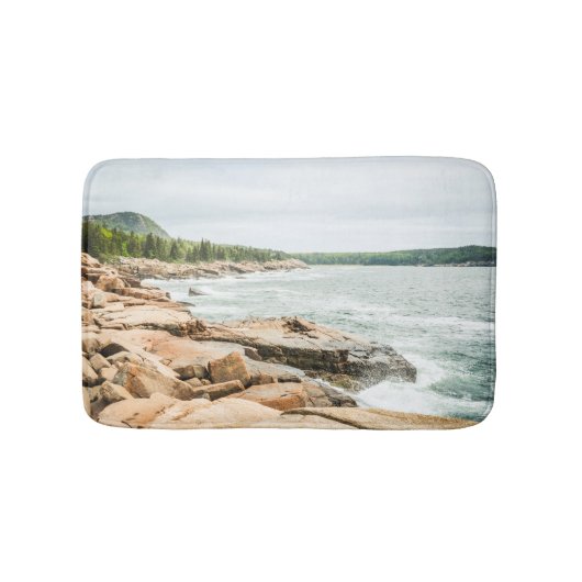 Acadia Maine Rocky Coastline Ocean Waves Badmat (Voorkant)