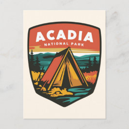 Acadia Nationaal Park Camping Embleem Feestdagenkaart