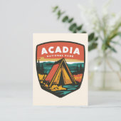 Acadia Nationaal Park Camping Embleem Feestdagenkaart (Staand voorkant)