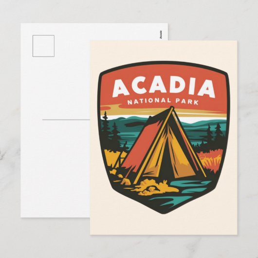 Acadia Nationaal Park Camping Embleem Feestdagenkaart (Voorkant / Achterkant)