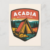 Acadia Nationaal Park Camping Embleem Feestdagenkaart (Voorkant)