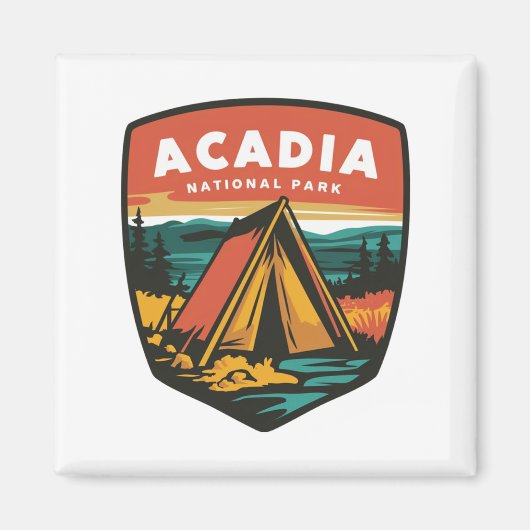 Acadia Nationaal Park Camping Embleem Magneet (Voorkant)