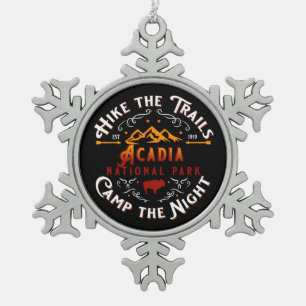 ACADIA NATIONAAL PARK HEEFT DE AANHANGWAGENS GEDUR TIN SNEEUWVLOK ORNAMENT