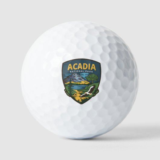 Acadia Nationaal Park Landschap Embleem Golfballen (Voorkant)