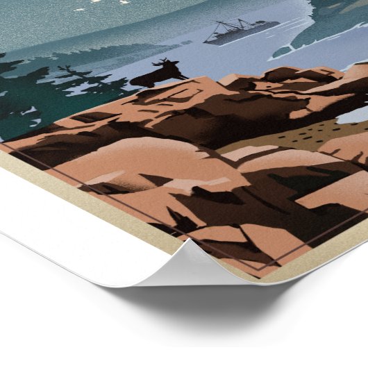 Acadia Nationaal Park Litho Kunstwerk Poster (Hoek)