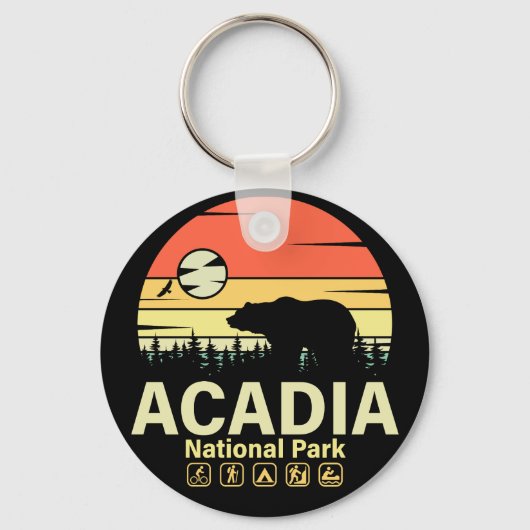 Acadia Nationaal Park Maine  Retro Souvenirs Sleutelhanger (Voorkant)